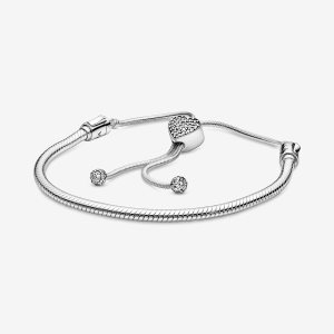 Pandora Moments Pave Clasp Snake Slider Charms Strieborne | 260QJDCYW
