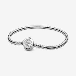 Pandora Moments Sparkling Crown O Snake Charms Strieborne | 074GLBADP