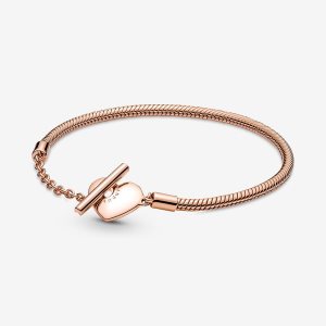 Pandora Moments T-Bar Snake Charms Ruzove Zlate | 305XMQKBS