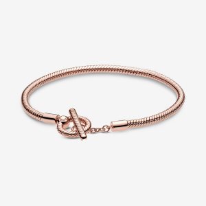 Pandora Moments T-Bar Snake Charms Ruzove Zlate | 864RNJBEC