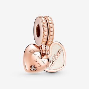 Pandora Mother & Daughter Hearts Visieť Ruzove Zlate | 138LHIPGU