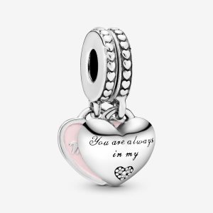 Pandora Mother & Daughter Hearts with Clear CZ Visieť Strieborne | 314RYABIO