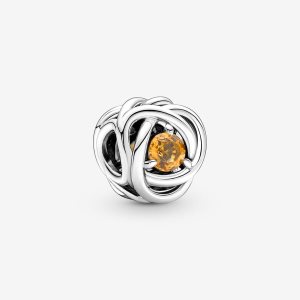 Pandora November Honey Eternity Circle Charms Strieborne | 362CVZYKQ