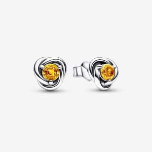 Pandora November Honey Eternity Circle Stud Strieborne | 729BGTZHD