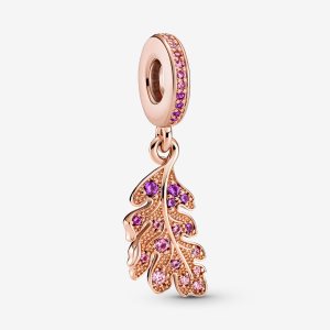Pandora Oak Leaf Visieť Ruzove Zlate | 245VHUSLQ