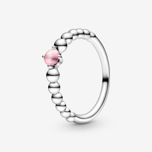Pandora October Petal Pink Beaded Rodný Kameň Strieborne | 079YXCPHB