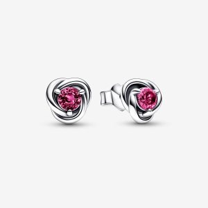 Pandora October Pink Eternity Circle Stud Strieborne | 413RICMHB