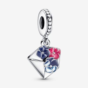 Pandora Pansy Flower Envelope Visieť Strieborne | 410KPEBLJ