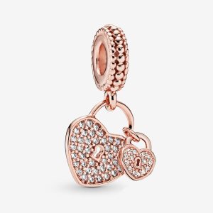 Pandora Pave Padlocks Visieť Ruzove Zlate | 401RIMKQW