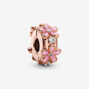 Pandora Pink Daisy Clip Klipy Ruzove Zlate | 471QLFOEY