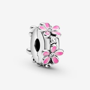 Pandora Pink Daisy Flower Clip Klipy Strieborne | 817RYKIGD