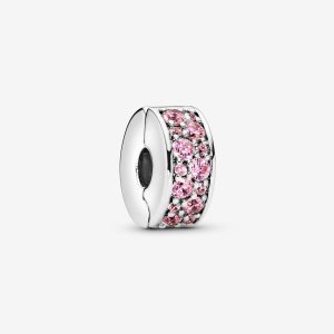 Pandora Pink Pave Clip Klipy Strieborne | 607IBEUMT