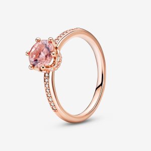Pandora Pink Sparkling Crown Solitaire Ruzove Zlate | 367MYVTAR