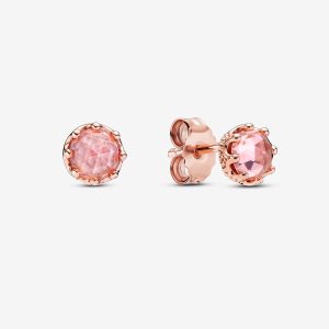 Pandora Pink Sparkling Crown Stud Ruzove Zlate | 634WONQKE