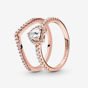 Pandora Playful Love Elevated Wishbone Súpravy Prsteňov Viacfarebný | 374ZCQYDR