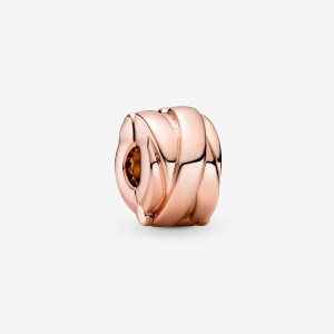 Pandora Polished Ribbons Clip Klipy Ruzove Zlate | 405ELRKQB