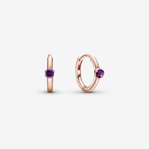 Pandora Purple Huggie Obruč Ruzove Zlate | 403AJDYME