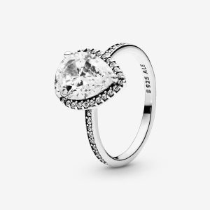 Pandora Radiant Teardrop with Cubic Zirconia Solitaire Strieborne | 276EGXIJP
