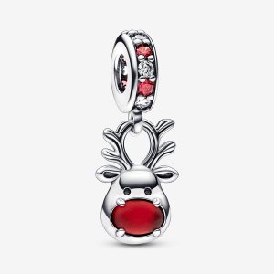 Pandora Red Nose Reindeer Murano Visieť Strieborne | 089WCMLTX