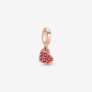 Pandora Red Pave Tilted Visieť Ruzove Zlate | 076DSZHWN