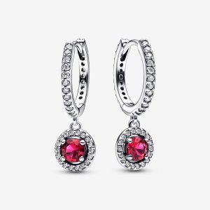 Pandora Red Round Sparkling Obruč Strieborne | 605YPMGJA