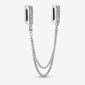 Pandora Reflexions Sparkling Clip Safety Strieborne | 507FWQHIO