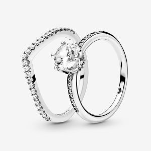 Pandora Shimmering Wishbone Stacking Súpravy Prsteňov Viacfarebný | 012KHYOCB