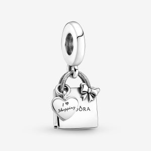 Pandora Shopping Bag Charms Strieborne | 965ZVTWJD
