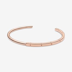 Pandora Signature I-D Open Náramky Ruzove Zlate | 291VEQKMC