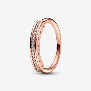 Pandora Signature I-D Pave Stohovateľné Ruzove Zlate | 179ZFEARY