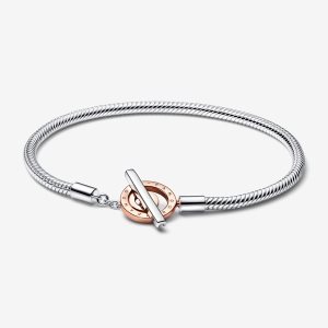 Pandora Signature Logo T-Bar Snake Charms Two-tone | 756DPSGXN