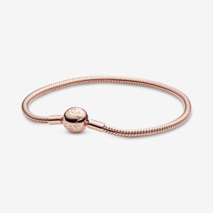 Pandora Smooth Clasp Charms Ruzove Zlate | 643PHWSCD
