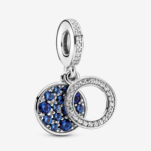 Pandora Sparkling Blue Disc Double Visieť Strieborne | 349XPJOIK