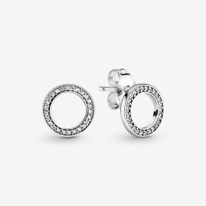 Pandora Sparkling Circle Stud Strieborne | 281LTZESQ