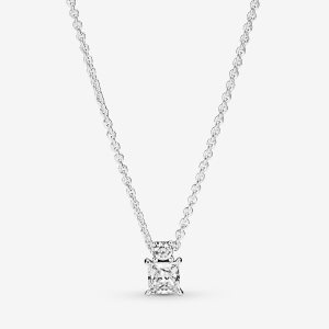 Pandora Sparkling Collier Round & Square Prívesky Strieborne | 245FJIQUD
