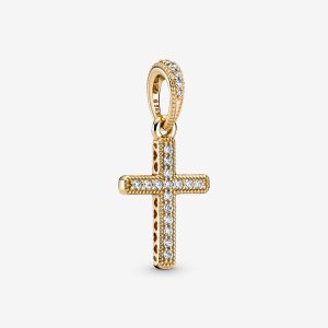 Pandora Sparkling Cross Prívesky Zlate | 842MKHPQA