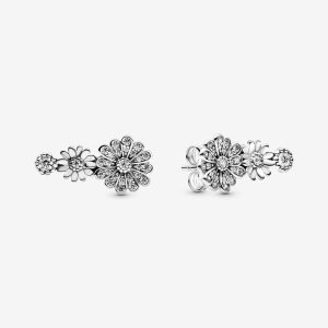 Pandora Sparkling Daisy Flower Trio Stud Strieborne | 809ZXDPKI