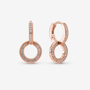 Pandora Sparkling Double Obruč Ruzove Zlate | 650CGEIAD