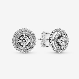Pandora Sparkling Double Stud Strieborne | 538YTAIHL