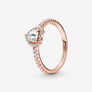 Pandora Sparkling Elevated Solitaire Ruzove Zlate | 278JHKXFC