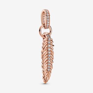 Pandora Sparkling Feather Visieť Ruzove Zlate | 291LFWKXR