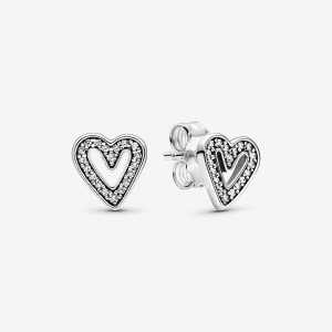 Pandora Sparkling Freehand Stud Strieborne | 891TAULSG