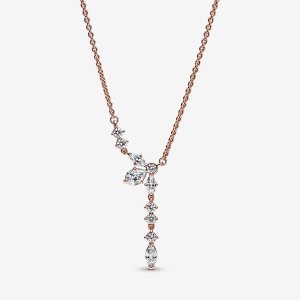 Pandora Sparkling Herbarium Cluster Collier Reťaz Ruzove Zlate | 157EDLZNW