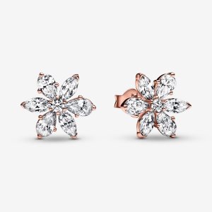 Pandora Sparkling Herbarium Cluster Stud Ruzove Zlate | 081CQMVDJ