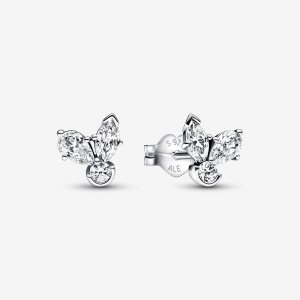 Pandora Sparkling Herbarium Cluster Stud Strieborne | 961AVTKHF