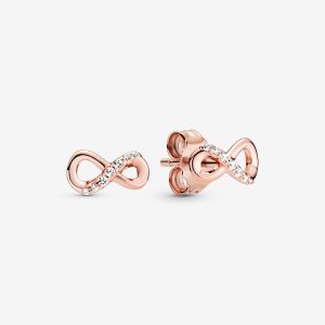 Pandora Sparkling Infinity Stud Ruzove Zlate | 652ZUKWDO