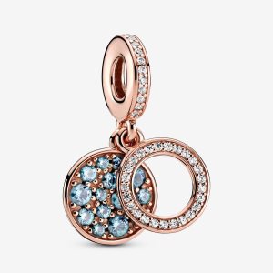 Pandora Sparkling Light Blue Disc Double Visieť Ruzove Zlate | 851COWUXP