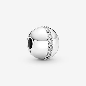 Pandora Sparkling Line Clip Klipy Strieborne | 817NZFRPM