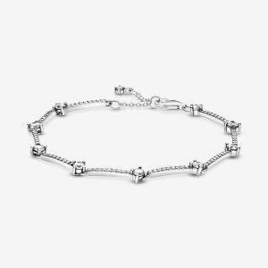 Pandora Sparkling Pave Bars Non-Charms Strieborne | 326XGSTIL