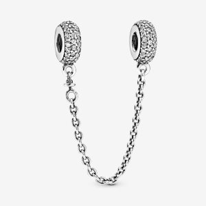 Pandora Sparkling Pave Safety Strieborne | 831YGXQOT